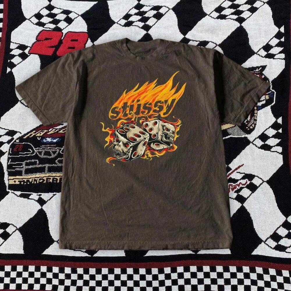 Brown StSsy Dice Fire Tee